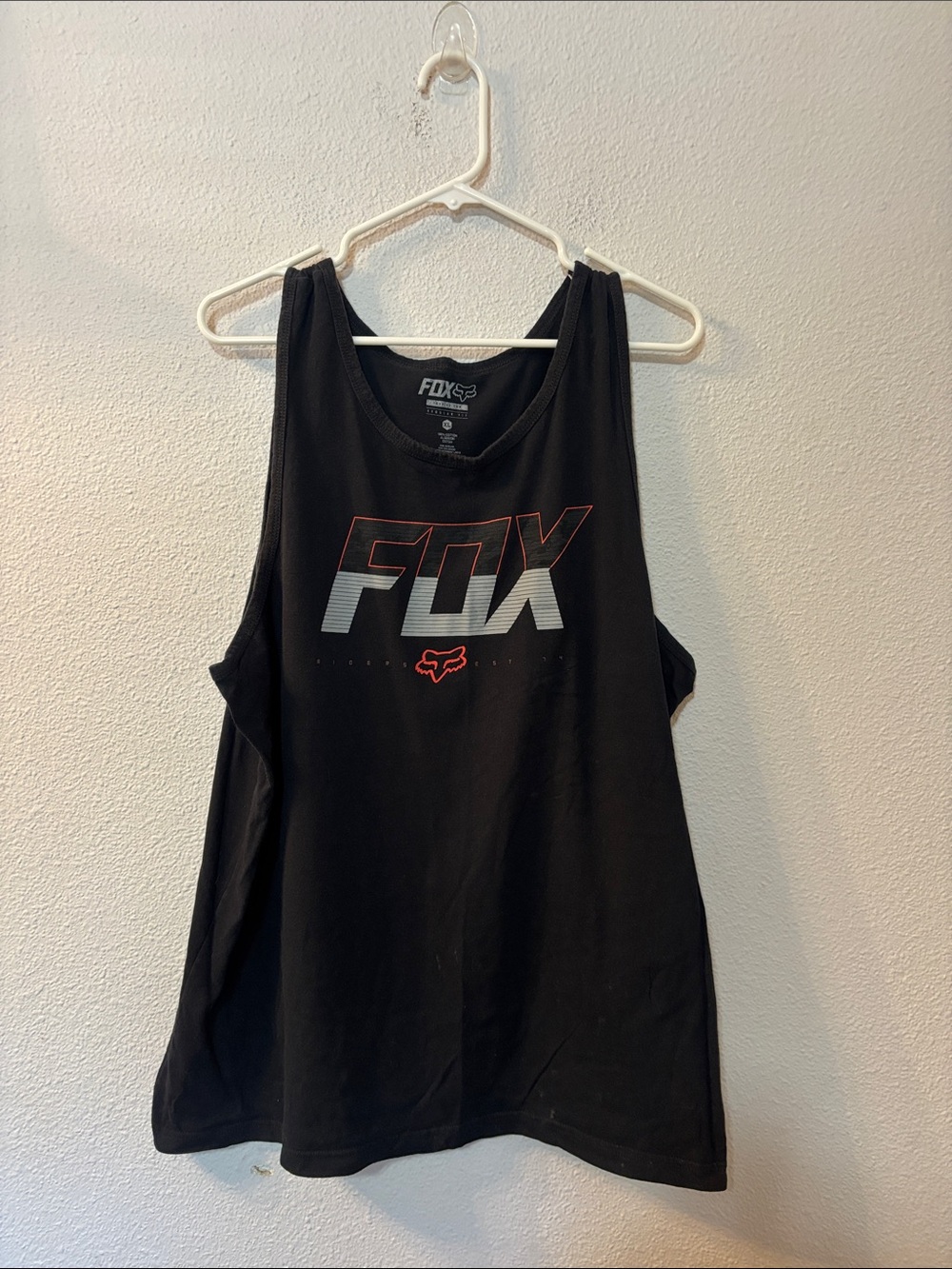 Fox Black Tank Top with White and Red Logo